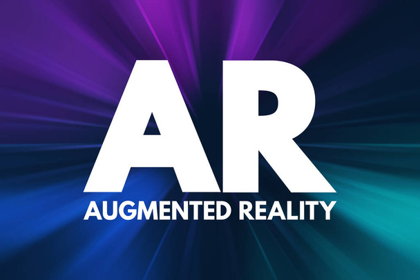 AR - ακρωνύμιο επαυξημένης πραγματικότητας, υπόβαθρο έννοιας τεχνολογίας - Φωτογραφία, εικόνα