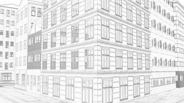 Modern drawing of buildings city 3d town - Footage, Video