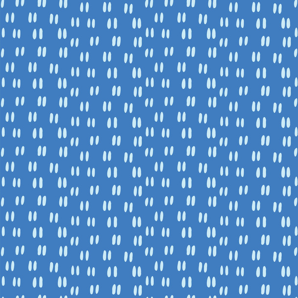Naadloze herhaling patroon. Handgetekende stippen in verschillende maten op een blauwe achtergrond, vectorillustratie. - Vector, afbeelding