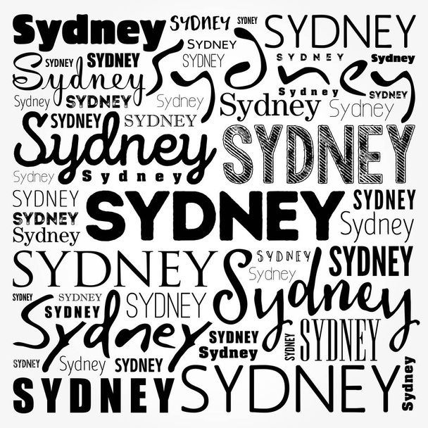 Sydney wallpaper nuvem palavra, fundo conceito de viagem - Foto, Imagem