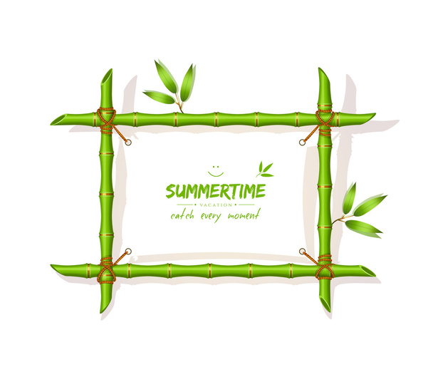 Background with green bamboo frame - Vector, Image