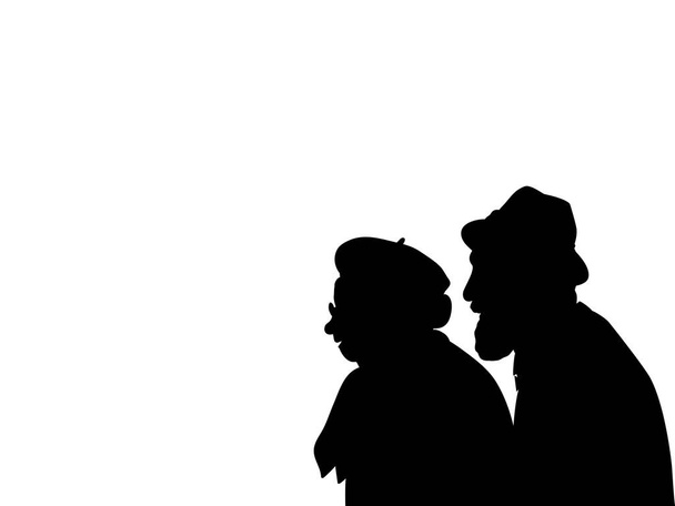 Silhouettes of grandparents sideways closeup - Вектор,изображение