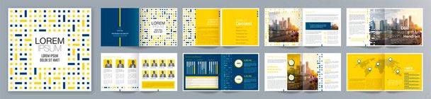 Corporate business presentatie gids brochure template, Jaarverslag, 16 pagina minimalistisch platte geometrische business brochure design template, A4 formaat. - Vector, afbeelding