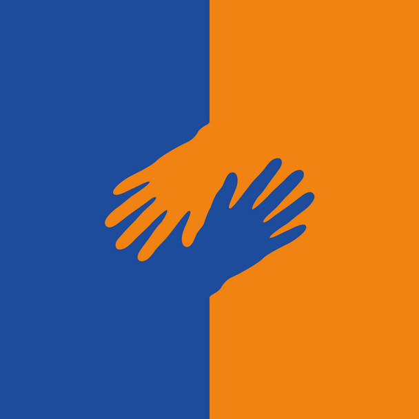 mano humana azul y naranja aislada - Vector, imagen