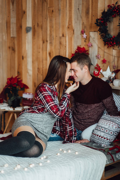 a guy and a girl celebrate the new year togethe - Valokuva, kuva