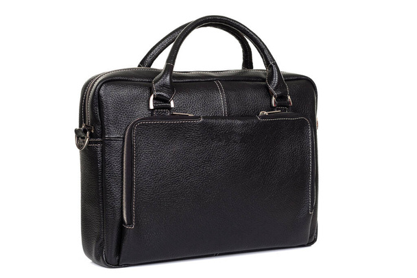 black bag for men made of genuine leather close up - Photo, Image