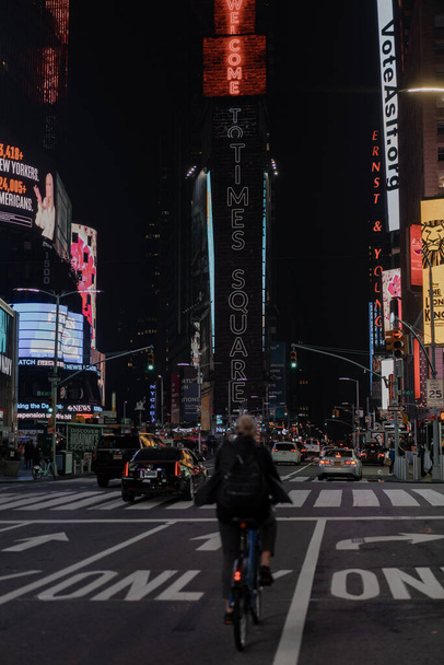 Manhattan. New York / USA - November 26 2020:  streets of New York at Times Square 42nd street during pandemic virus Covid-19 - Fotó, kép