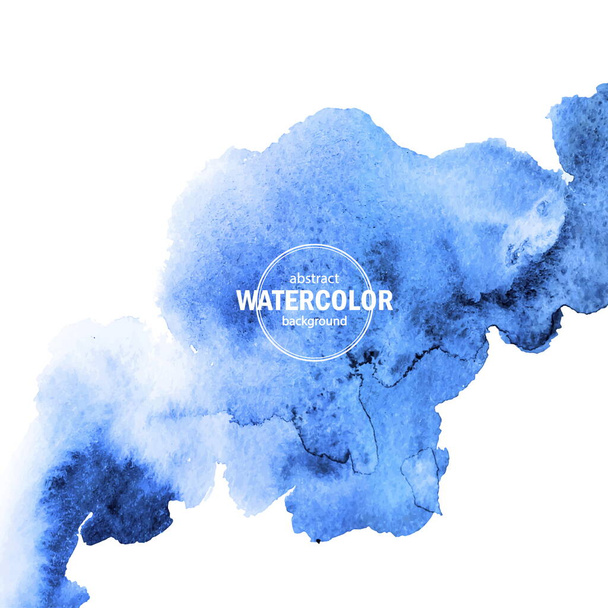 Blue watercolor big blot spread to the light background. Abstract vector composition for the elegant design. - Wektor, obraz