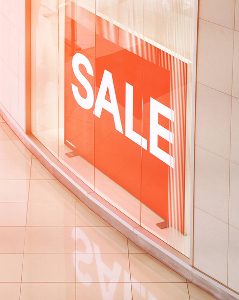 Sale red sign at mall. Discount concept - Zdjęcie, obraz