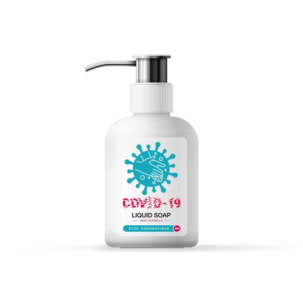 Antibakteriyel sıvı el sabunu etiketinin tasarımı - Vektör, Görsel