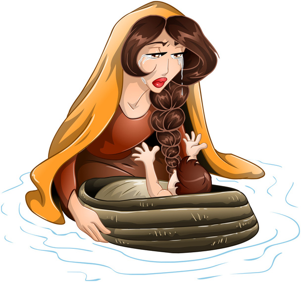 Mojžíš umístěné ve vodě jeho matka - Vektor, obrázek