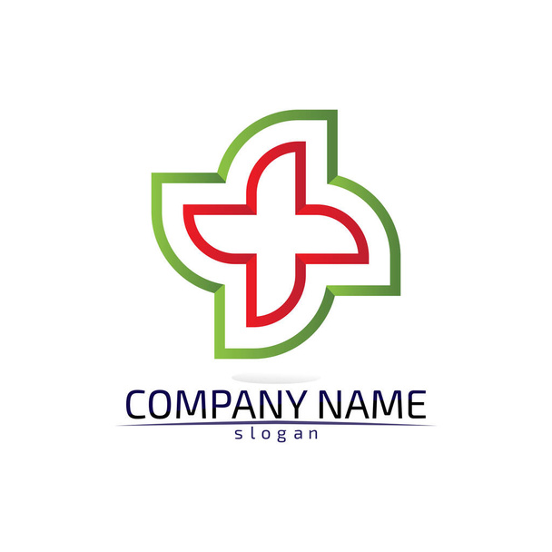  health logo care, medical, medicine, meditation and hospital design icon vector - Vector, Image