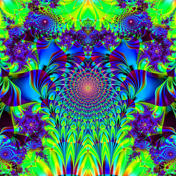 wspaniałe kolorowe fraktal, kwiat fantastyczny wzór stylu orname - Zdjęcie, obraz