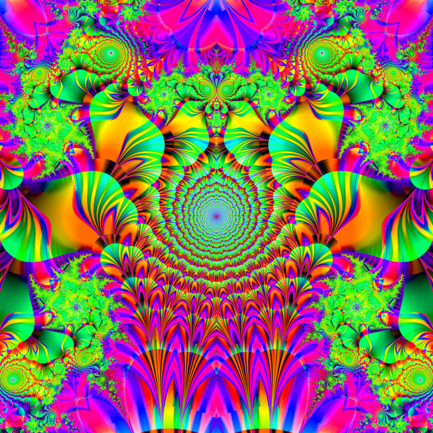 πανέμορφο πολύχρωμο fractal, φανταστική λουλούδι μοτίβο στυλ orname - Φωτογραφία, εικόνα