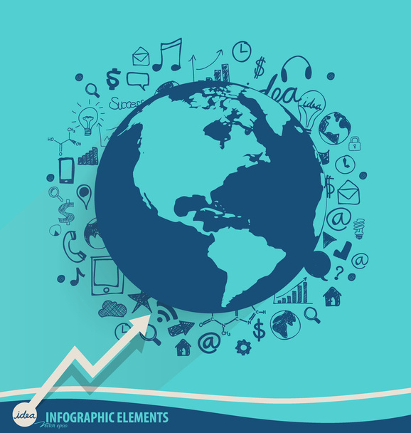 Modern world globe with application icon, modern template design - Вектор,изображение