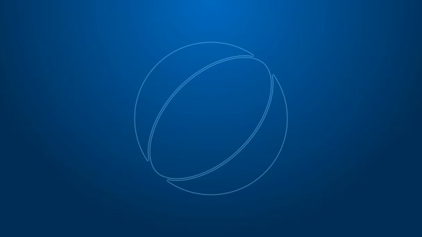 Biała linia Piłka plażowa ikona izolowana na niebieskim tle. 4K Animacja graficzna ruchu wideo - Materiał filmowy, wideo