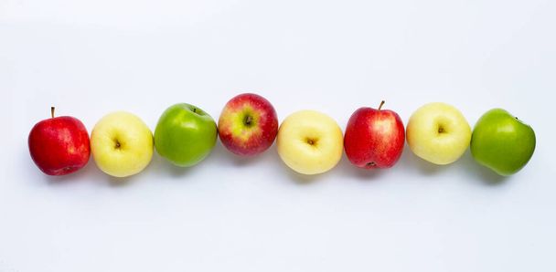 Fresh apples on white background. Top view - Φωτογραφία, εικόνα