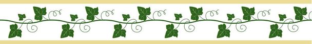 Elegant seamless border, ivy ribbon for decor. Floral frame. Vector hand drawn illustration. White background. - Vector, Image
