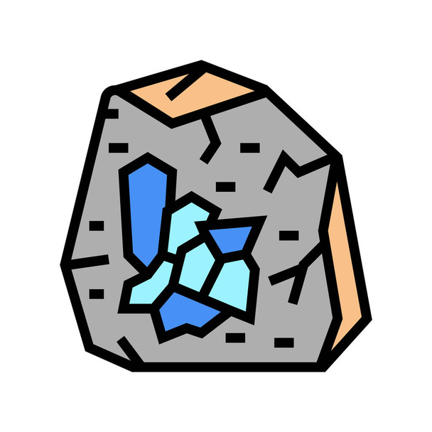 mineralen in steen kleur pictogram vector illustratie - Vector, afbeelding