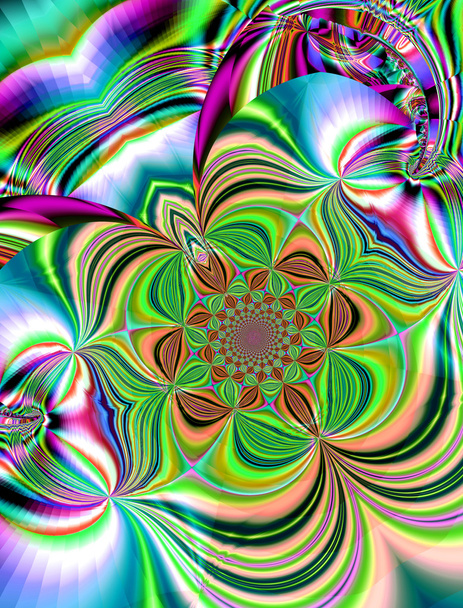 πανέμορφο πολύχρωμο fractal, φανταστική λουλούδι μοτίβο στυλ orname - Φωτογραφία, εικόνα