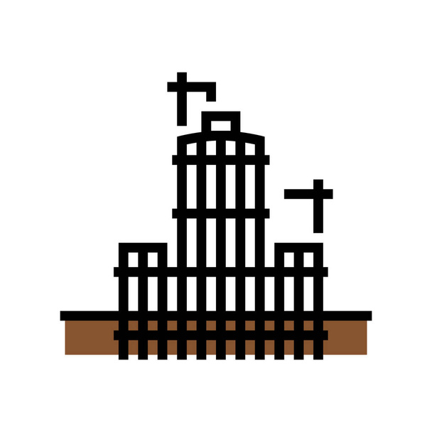 bâtiment gratte-ciel squelette couleur icône vectoriel illustration - Vecteur, image