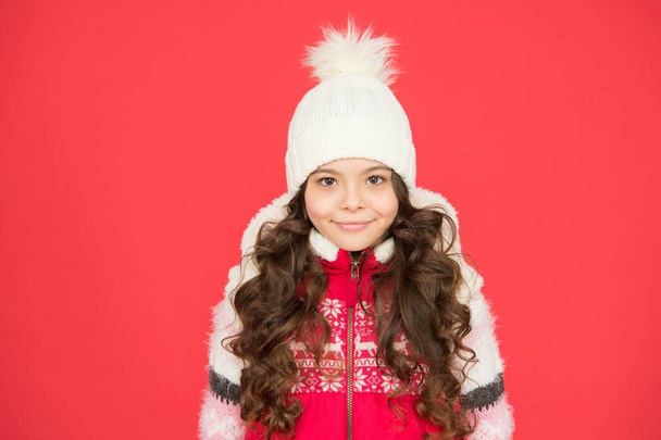 cheerful teen girl in warm winter clothing on christmas holidays, christmas fashion - Foto, Imagem