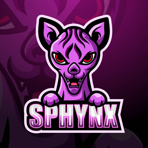 Sphynx maskot esport logo tasarımının vektör illüstrasyonu - Vektör, Görsel