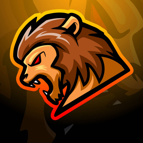 Vector illustration of Lion head mascot esport logo design - Vector, Image