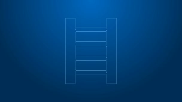 Línea blanca Icono de escalera de madera aislado sobre fondo azul. Animación gráfica de vídeo 4K - Imágenes, Vídeo