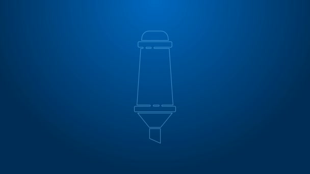 White line Marker pen icon isolated on blue background. 4K Video motion graphic animation - Footage, Video
