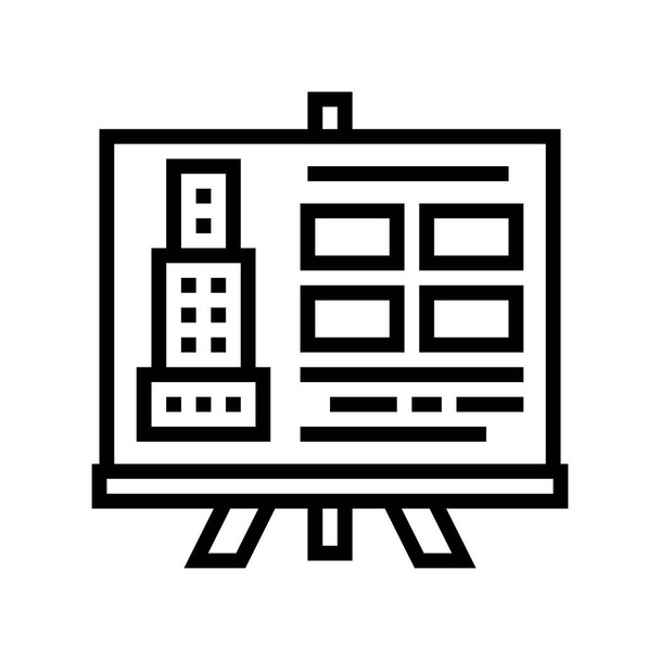 conception de bâtiment présentation ligne icône vectoriel illustration - Vecteur, image