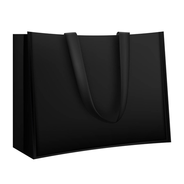 Zwarte recycle zak identiteit mock-up items template transparante achtergrond. Textiel draagtas voor het winkelen mockup. - Vector, afbeelding