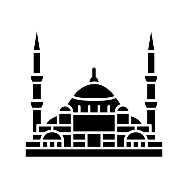 Μπλε Τζαμί, Κωνσταντινούπολη, Τουρκία, Τζαμί πλήρως επεξεργάσιμα διανυσματικά εικονίδια - Διάνυσμα, εικόνα