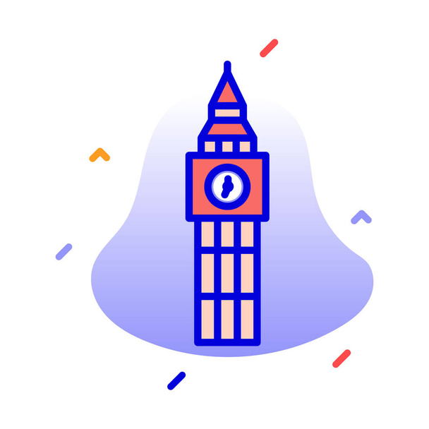 Биг Бен, Лондон, Англия, башня полностью редактируемые векторные иконки - Вектор,изображение