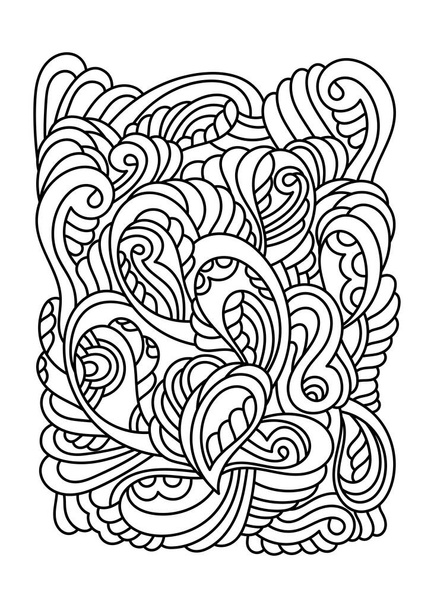 Χρωματισμός σελίδας βιβλίου. Doodle μοτίβο λουλούδι σε μαύρο και άσπρο. Χαλαρωτική δράση για παιδιά και ενήλικες. Ένα αφηρημένο μοτίβο με Paisley και άλλα στοιχεία, και freehand σχέδιο. Εικονογράφηση διανύσματος - Διάνυσμα, εικόνα