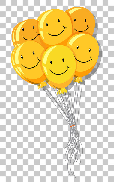 Uśmiech na żółtych balonach odizolowanych na przezroczystej ilustracji tła - Wektor, obraz
