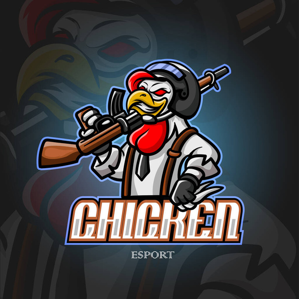 Chicken Maskottchen esport logo design. - Vektor, Bild