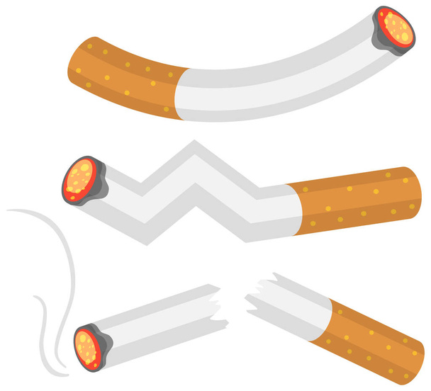 Quemaduras de tabaco o cigarrillos aisladas sobre fondo blanco ilustración - Vector, imagen