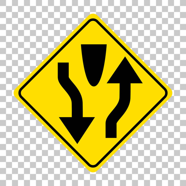 Κίτρινη προειδοποιητική πινακίδα κυκλοφορίας σε διαφανή απεικόνιση φόντου - Διάνυσμα, εικόνα