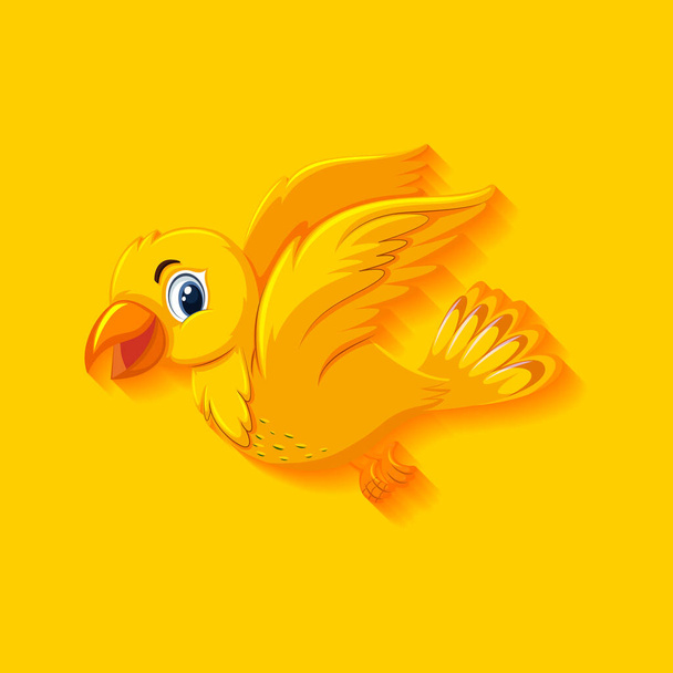 Cute yellow bird cartoon character illustration - Wektor, obraz