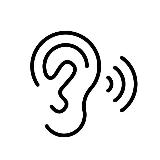 Ear vector icon, hearing symbol. Simple, flat design for web or mobile app - Vector, Image
