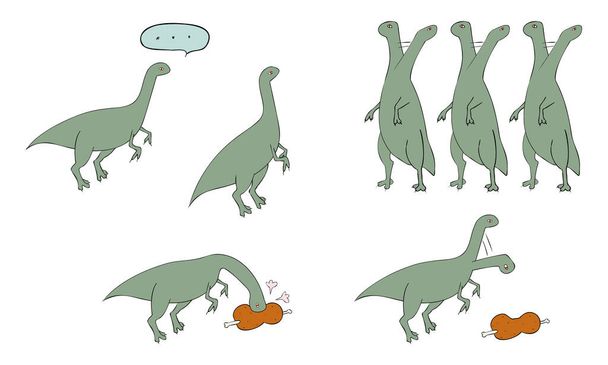 Иллюстрация динозавра Eoraptor - множество - Вектор,изображение