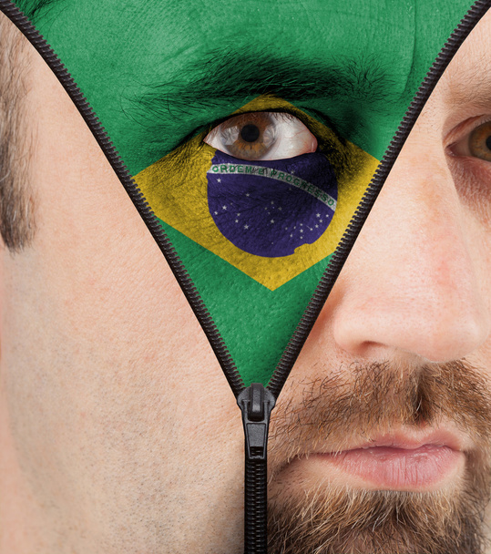 αποσυμπίεση πρόσωπο με τη σημαία της Βραζιλίας - Φωτογραφία, εικόνα