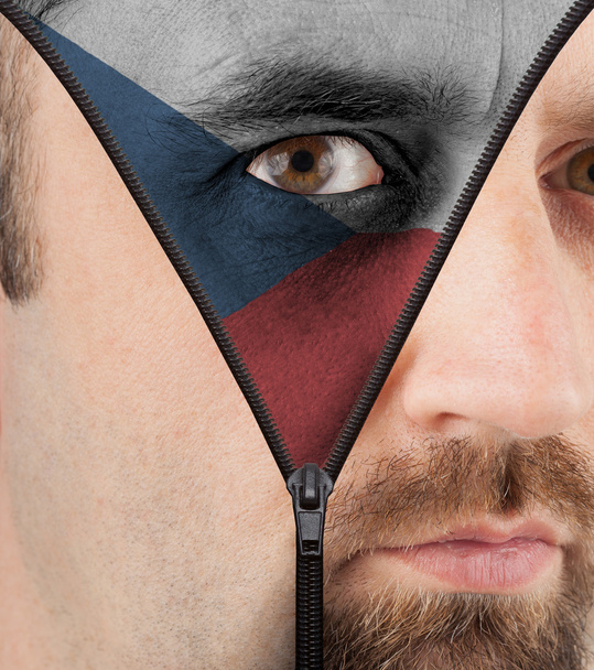 Unzipping face to flag of Czech republic - Photo, Image