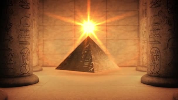 Pyramide Gizeh Tombeau du Caire, Hiéroglyphes sur fond de sculpture de pierre égyptienne antique - Séquence, vidéo