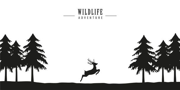 ciervos aventura de vida silvestre en el bosque - Vector, Imagen