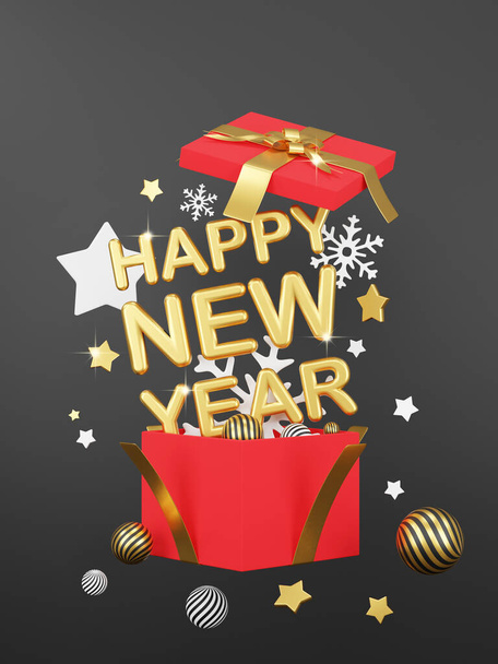 3D render - 3D Happy New Year background, Happy New Year 2021, Modèle d'affiche de fête, Vacances, poster, en-tête, site Web, vacances Noël nouveau concept de l'année. - Photo, image