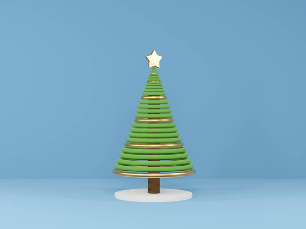 3D render - árvore de Natal 3D, ideias abstratas design estilizado conjunto de árvore de Natal, conceito de Feliz Natal, ano novo 2021 - Foto, Imagem