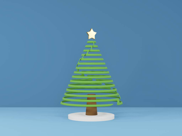 3D рендеринг - 3D різдвяне дерево, абстрактні ідеї стилізований дизайн різдвяний набір, Веселого Різдва концепт, новий 2021 рік - Фото, зображення