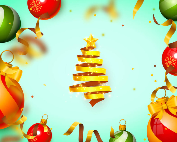 Christmas tree tape design banner, cover. Vector - Вектор,изображение